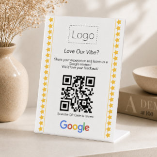 Expositor En L Código QR de reseñas de Google con logotipo modern