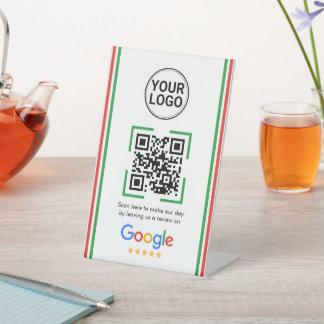 Expositor En L Código QR de reseñas de Google con logotipo person