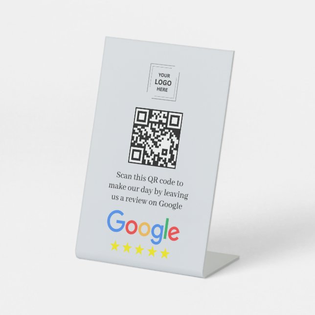 Expositor En L Código QR de reseñas de Google en pedestal estilo  (Anverso)