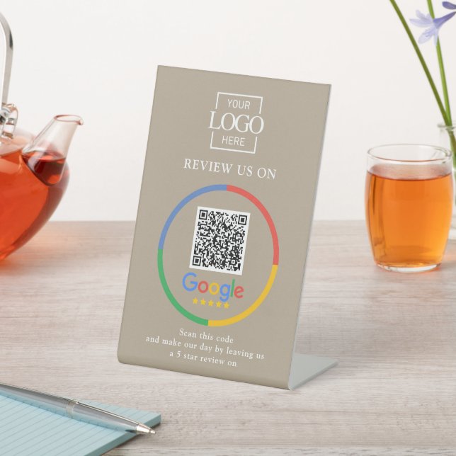 Expositor En L Código QR de reseñas de Google promocionales moder (In Situ)