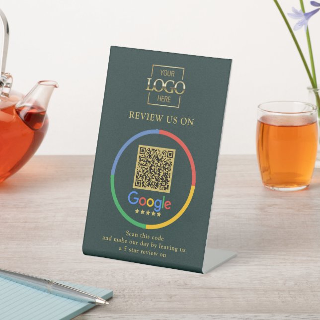Expositor En L Código QR de reseñas de Google promocionales moder (In Situ)
