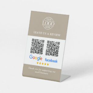 Expositor En L Código QR de reseñas de Google y Facebook para log