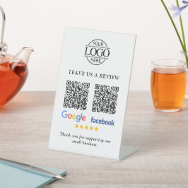Expositor En L Código QR de reseñas de Google y Facebook para log