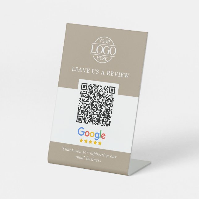 Expositor En L Código QR de reseñas de Google y Facebook para log (Anverso)
