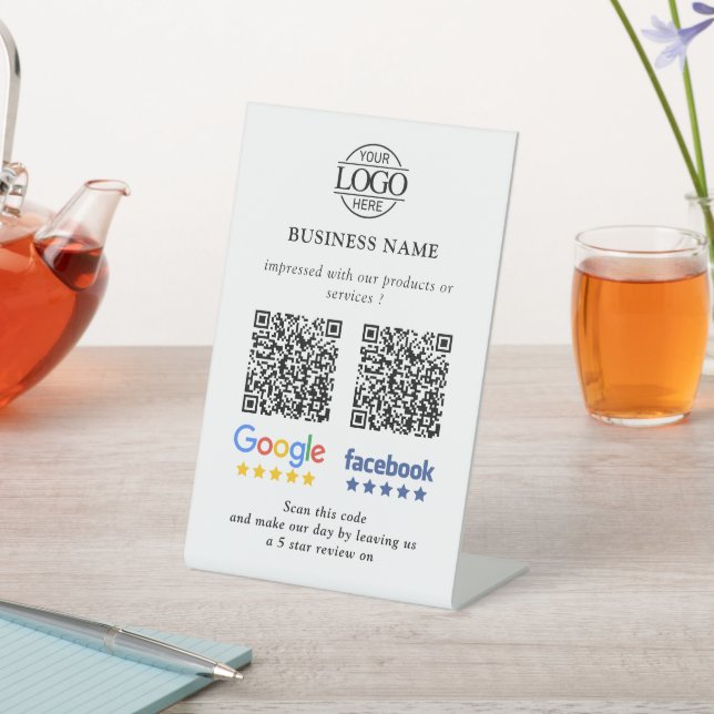Expositor En L Código QR de reseñas de Google y Facebook para neg (In Situ)
