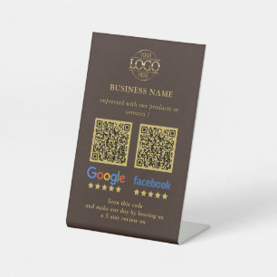 Expositor En L Código QR de reseñas de Google y Facebook para neg