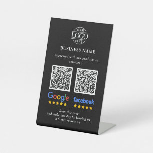 Expositor En L Código QR de reseñas de Google y Facebook para neg