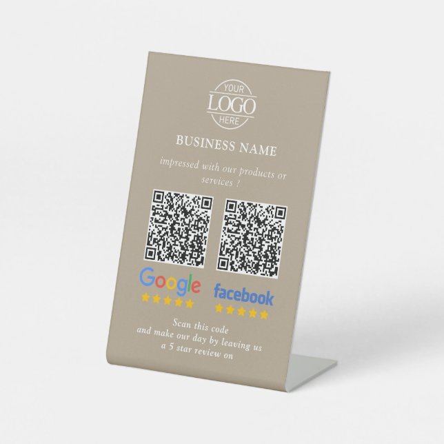 Expositor En L Código QR de reseñas de Google y Facebook para neg (Anverso)