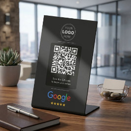 Expositor En L Código QR de reseñas de negocio negro personalizad