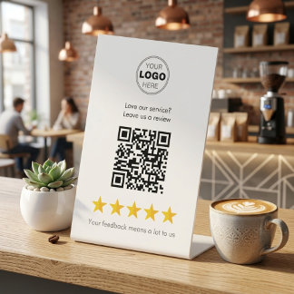 Expositor En L Código QR de Reseñas de Negocios Pequeños Amigable