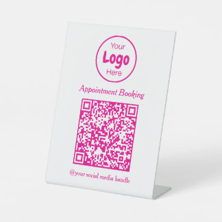 Expositor En L Código QR de reserva de citas rosa y blanco modern