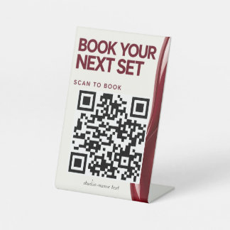 Expositor En L Código QR de reserva de salón de uñas Borgoña cont