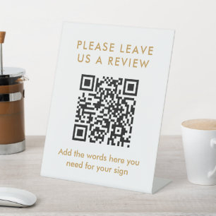 Expositor En L Código QR de revisión personalizado en oro moderno
