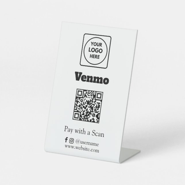 Expositor En L Código QR de Venmo | Escanea para Pagar con Logoti (Anverso)