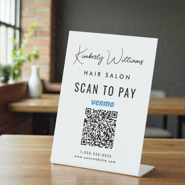Expositor En L Código QR de Venmo para pagar negocios (Scan To Pay Venmo QR Code Business Pedestal Sign)