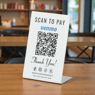Expositor En L Código QR de Venmo Scan to Pay en mesa