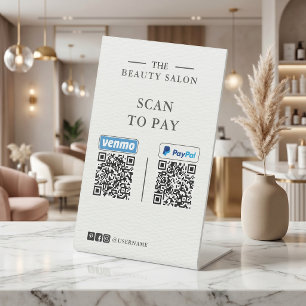 Expositor En L Código QR de Venmo y PayPal minimalista para pagar