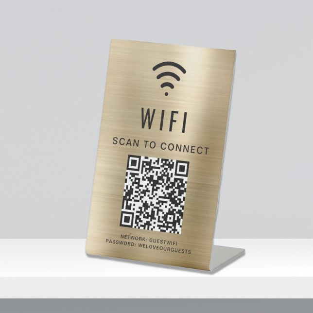 Expositor En L Código QR de Wifi Escaneo para Conectar Oro (Subido por el creador)