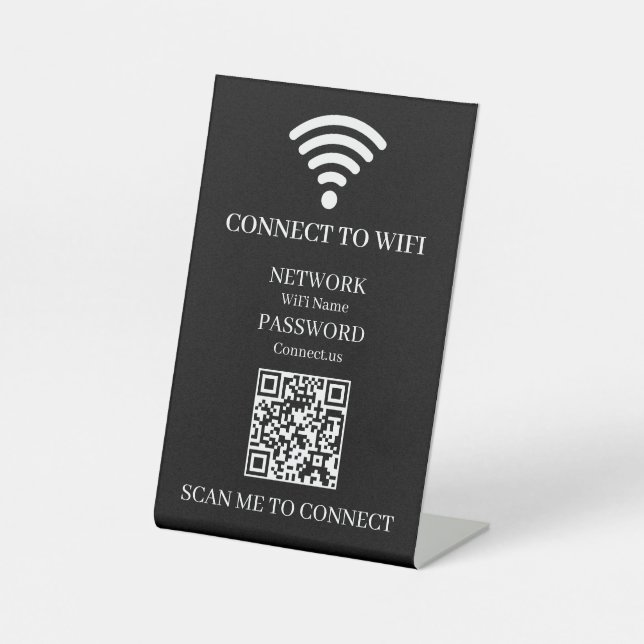 Expositor En L Código QR de WiFi negro | Escanea para conectar Di (Anverso)