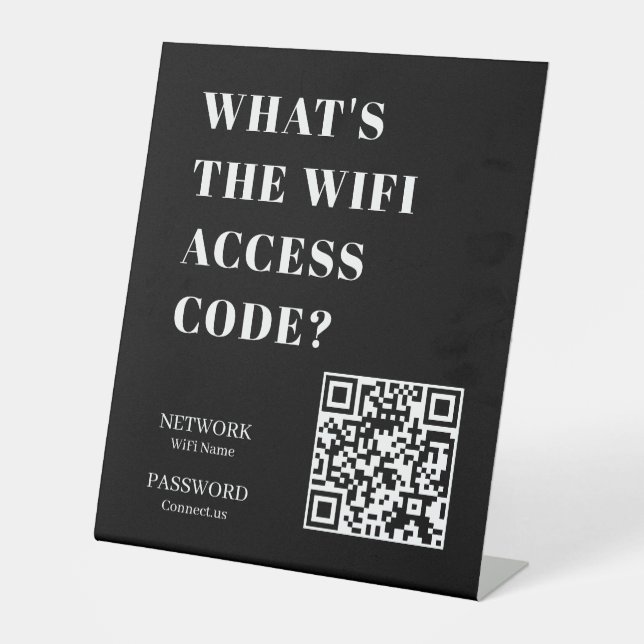 Expositor En L Código QR de WiFi negro | Mostrar contraseña de re (Anverso)