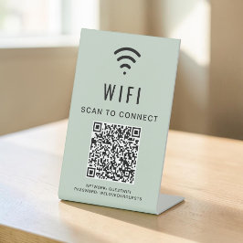 Expositor En L Código QR de Wifi Verde Sage para Conectar