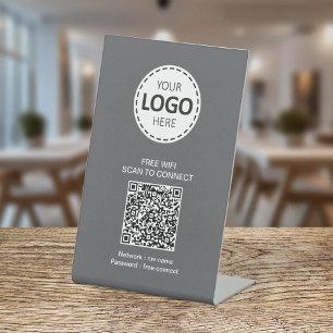 Expositor En L Código QR de WIFI y logotipo comercial