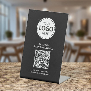 Expositor En L Código QR de WIFI y logotipo comercial