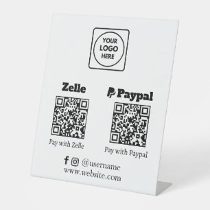 Expositor En L Código QR de Zelle PayPal Escanea para Pagar Log