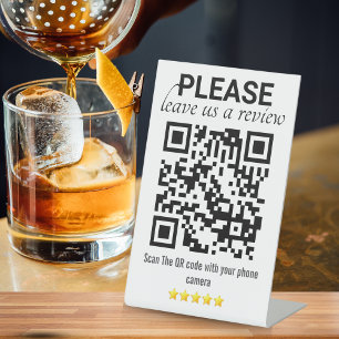 Expositor En L Código QR "Dejar una Revisión" elegante y moderno