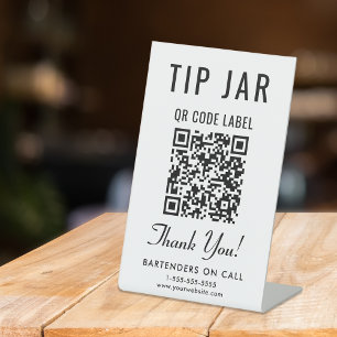 Expositor En L Código QR del bote de propinas en mesa