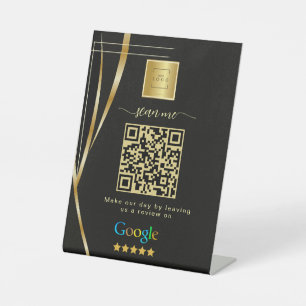 Expositor En L Código QR del enlace de reseñas de Google en oro n