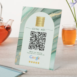 Expositor En L Código QR del enlace de reseñas de Google en verde