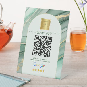 Expositor En L Código QR del enlace de reseñas de Google en verde