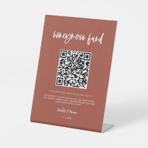 Expositor En L Código QR del fondo de luna de miel de ladrillo qu