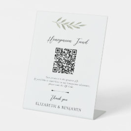 Expositor En L Código QR del Fondo de Luna de Miel Elegante Verde