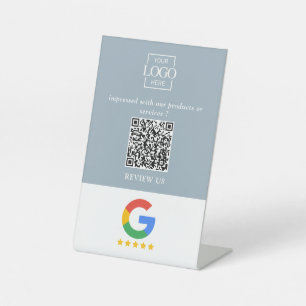 Expositor En L Código QR del logotipo comercial de reseñas profes
