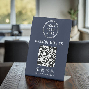 Expositor En L Código QR del logotipo de la empresa en redes soci
