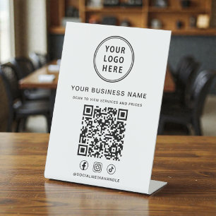 Expositor En L Código QR del logotipo de la empresa en redes soci