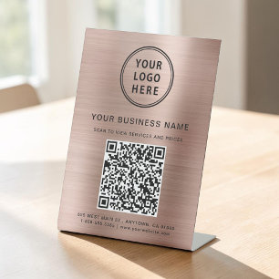Expositor En L Código QR del logotipo de la empresa Rosa Dorado