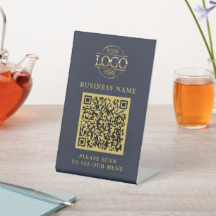 Expositor En L Código QR del logotipo de negocio minimalista Menú