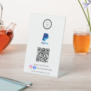 Expositor En L Código Qr del Logotipo de Negocio para Pagar con E
