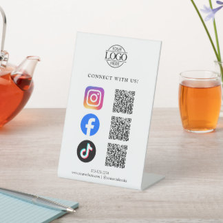 Expositor En L Código QR del logotipo de negocio simple Conéctese