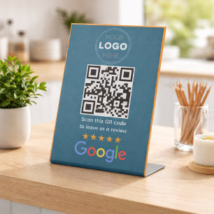 Expositor En L Código QR del logotipo de revisión de negocio pers