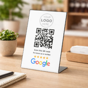Expositor En L Código QR del logotipo de revisión de negocio pers