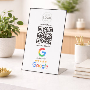 Expositor En L Código QR del logotipo de revisión de negocio pers
