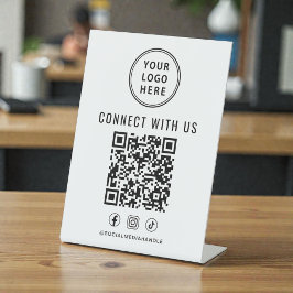 Expositor En L Código QR del logotipo empresarial en mesa