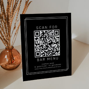 Expositor En L Código QR del menú de la barra negra moderna de AV