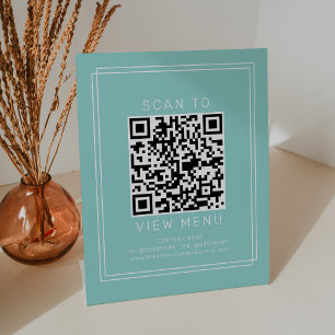 Expositor En L Código QR del menú del restaurante en verde menta