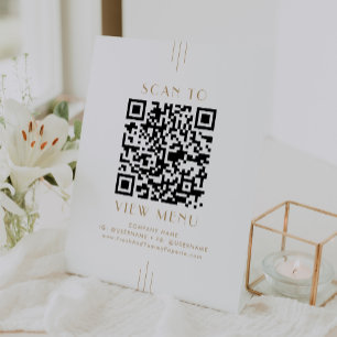 Expositor En L Código QR del menú del restaurante EVERLY Gold Art