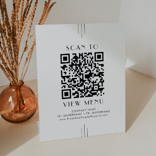 Expositor En L Código QR del menú del restaurante minimalista Art